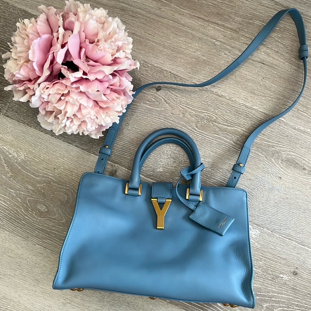 YSL Blue Leather Handbag